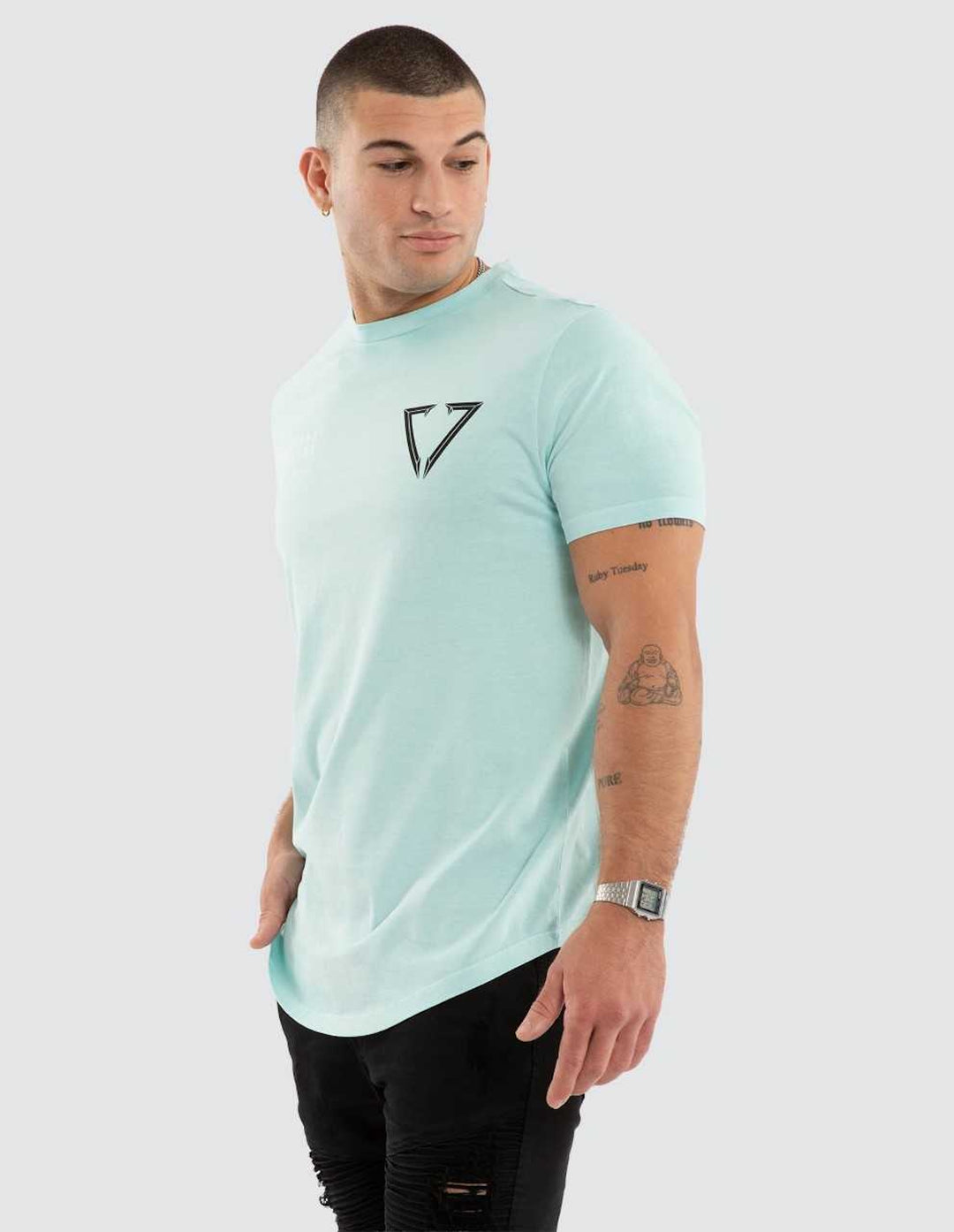 NENA & PASADENA Mens Eidolon Dual Curved Tee in Pigment Blue Tint, MENS TEE SHIRTS, NENA PASADENA, Elwood 101