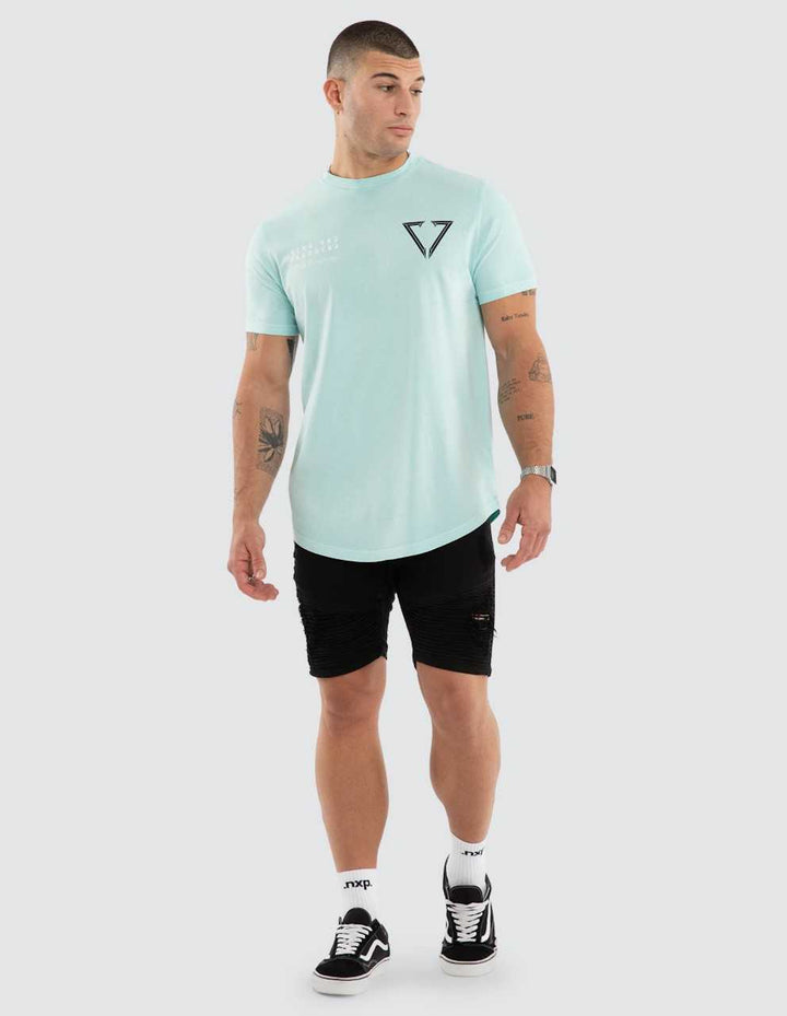 NENA & PASADENA Mens Eidolon Dual Curved Tee in Pigment Blue Tint, MENS TEE SHIRTS, NENA PASADENA, Elwood 101