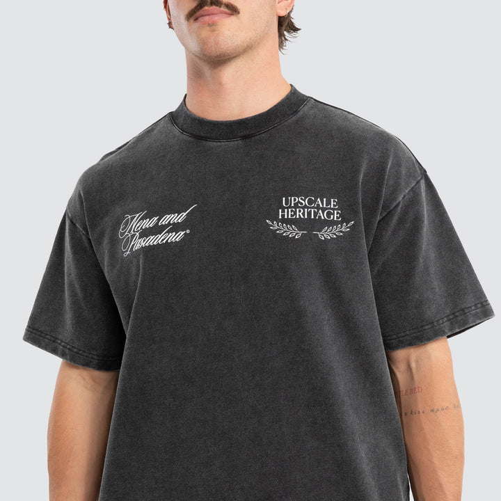 NENA & PASADENA Mens Heritage Loopback Raptor Tee in Mineral Black, MENS TEE SHIRTS, NENA PASADENA, Elwood 101