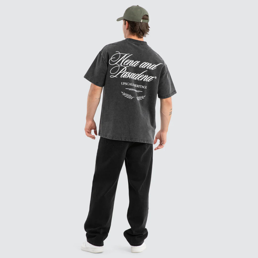 NENA & PASADENA Mens Heritage Loopback Raptor Tee in Mineral Black, MENS TEE SHIRTS, NENA PASADENA, Elwood 101
