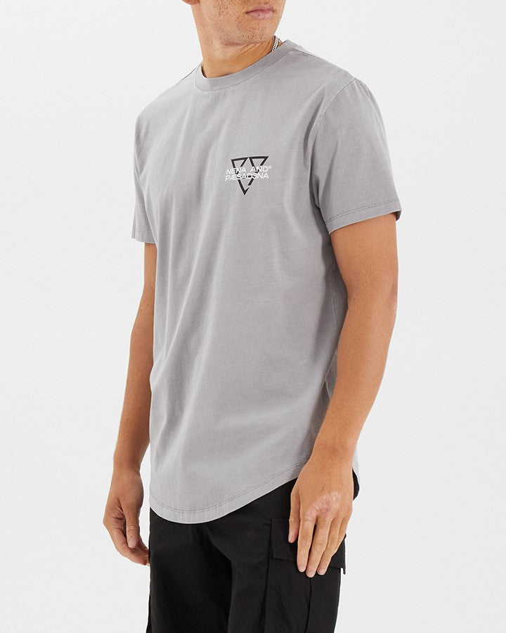 NENA & PASADENA Mens Level Dual Curved Hem Tee Shirt - Pigment Alloy, MENS TEE SHIRTS, NENA PASADENA, Elwood 101