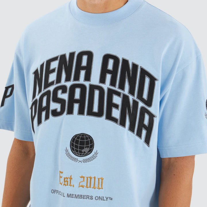 NENA & PASADENA Mens Members Loopback Street Tee Shirt - Placid Blue, MENS TEE SHIRTS, NENA PASADENA, Elwood 101