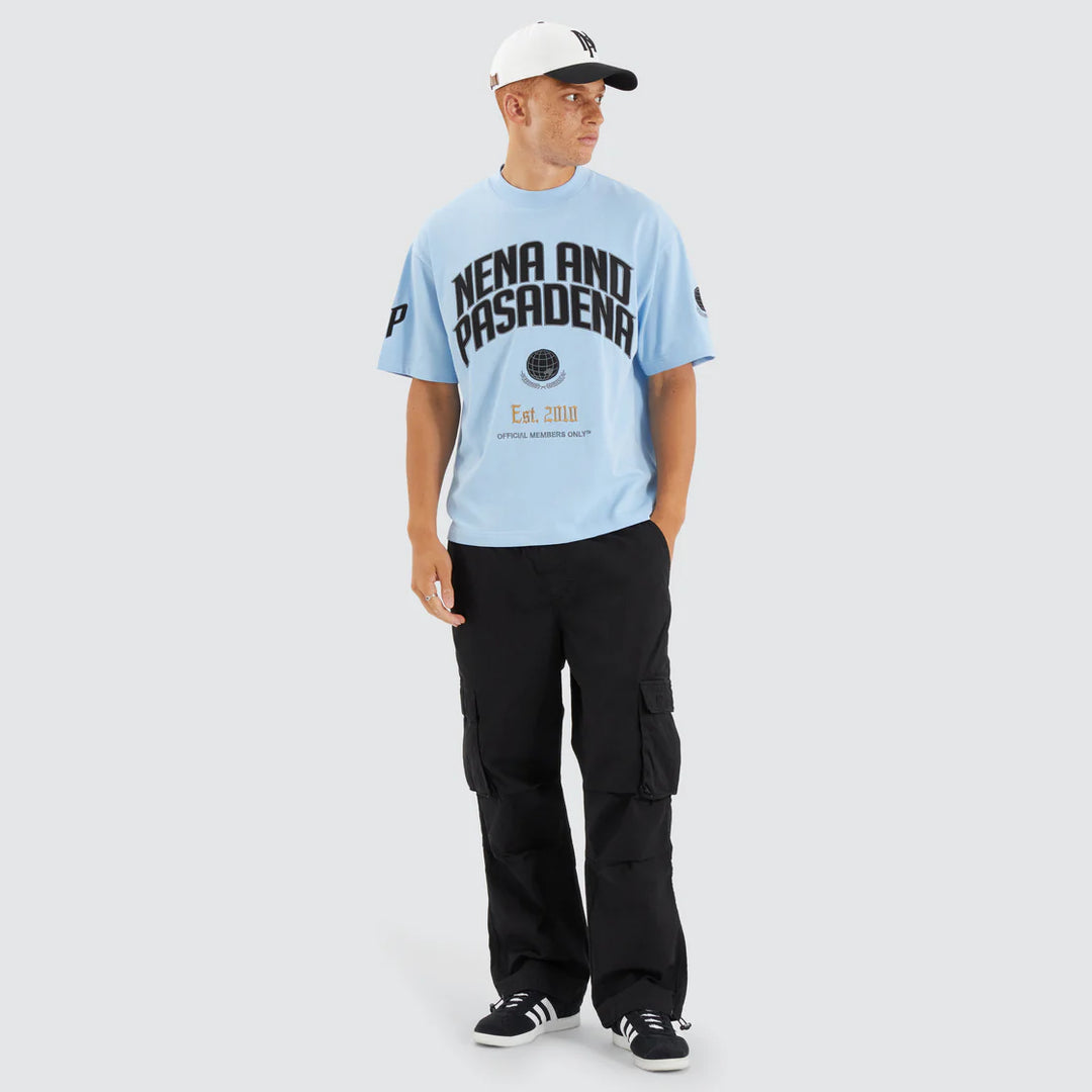 NENA & PASADENA Mens Members Loopback Street Tee Shirt - Placid Blue, MENS TEE SHIRTS, NENA PASADENA, Elwood 101