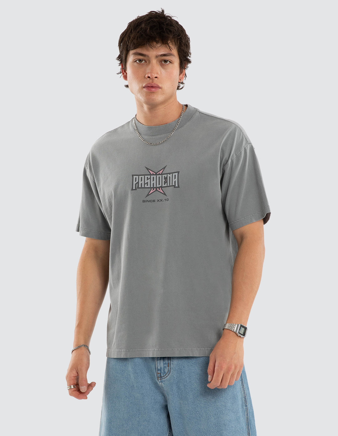NENA & PASADENA Mens Duskmauve Raptor Tee in Pigment Ultimate Grey