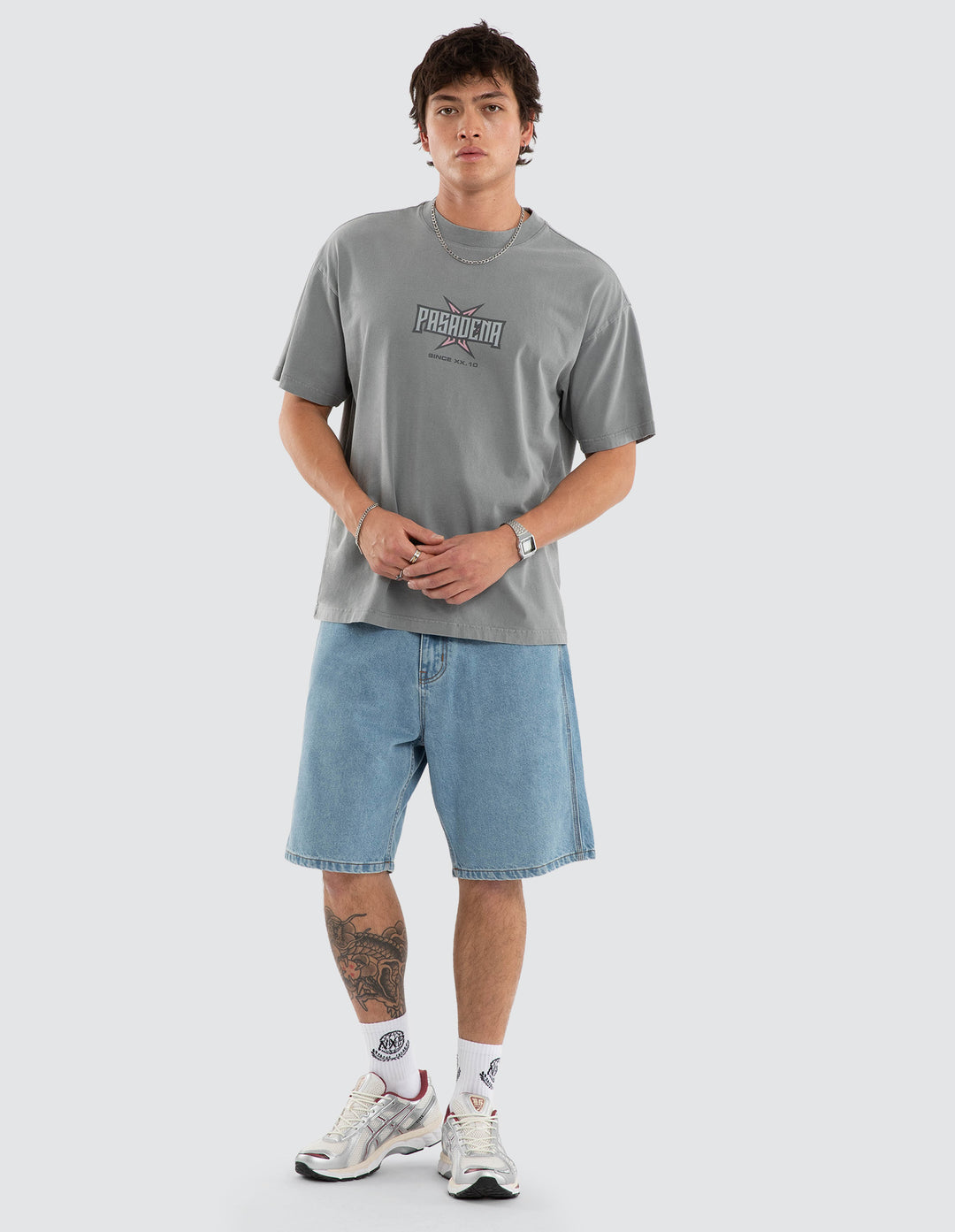 NENA & PASADENA Mens Duskmauve Raptor Tee in Pigment Ultimate Grey
