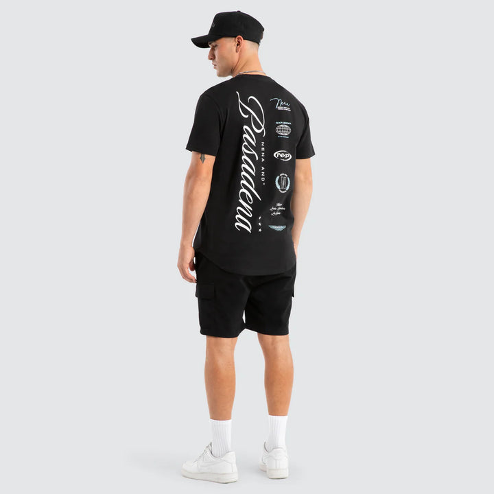 NENA & PASADENA Mens Pledge Dual Curved Tee in Jet Black