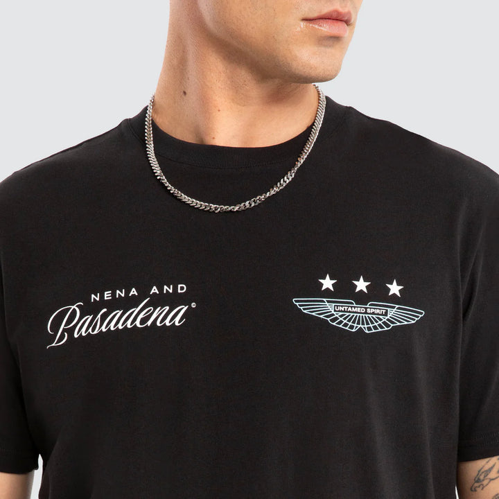 NENA & PASADENA Mens Pledge Dual Curved Tee in Jet Black
