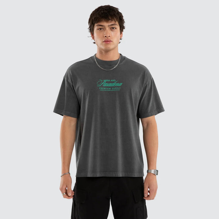 NENA & PASADENA Mens Sablefire Raptor Tee in Pigment Faded Grey