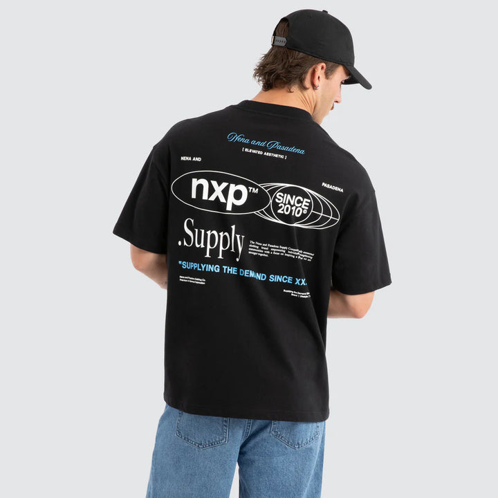 NENA & PASADENA Mens Union Raptor Tee in Anthracite Black