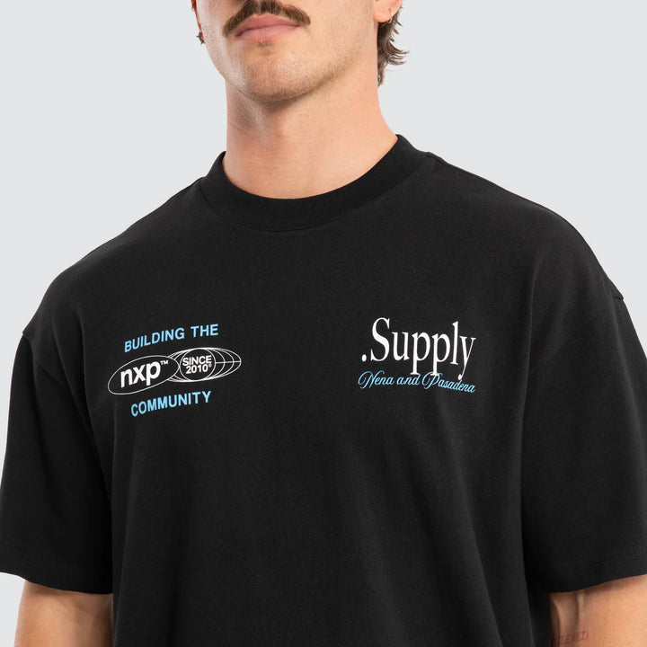 NENA & PASADENA Mens Union Raptor Tee in Anthracite Black