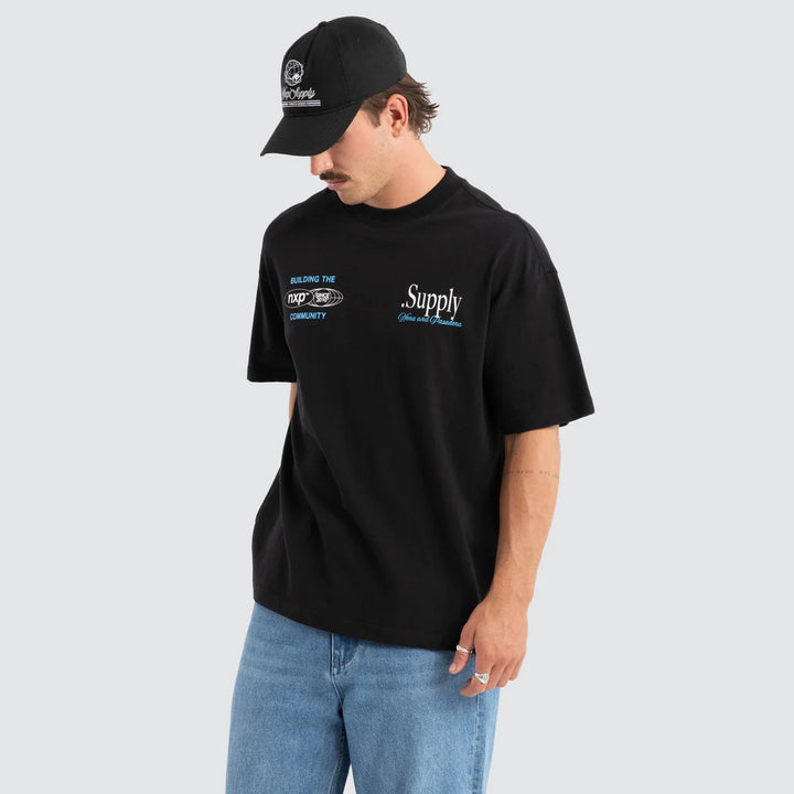 NENA & PASADENA Mens Union Raptor Tee in Anthracite Black