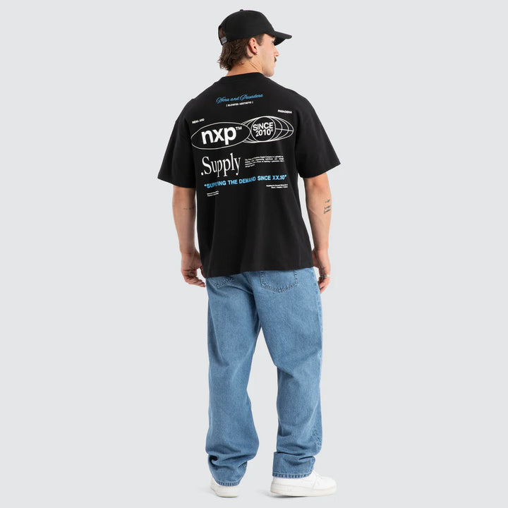 NENA & PASADENA Mens Union Raptor Tee in Anthracite Black