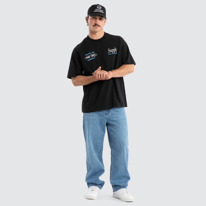 NENA & PASADENA Mens Union Raptor Tee in Anthracite Black