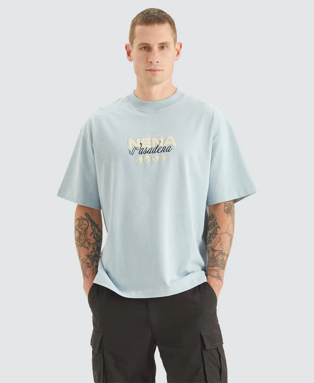 NENA & PASADENA Mens Worldwide Street Tee Shirt - Baby Blue, MENS TEE SHIRTS, NENA PASADENA, Elwood 101