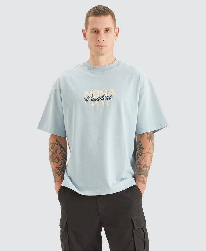 NENA & PASADENA Mens Worldwide Street Tee Shirt - Baby Blue, MENS TEE SHIRTS, NENA PASADENA, Elwood 101