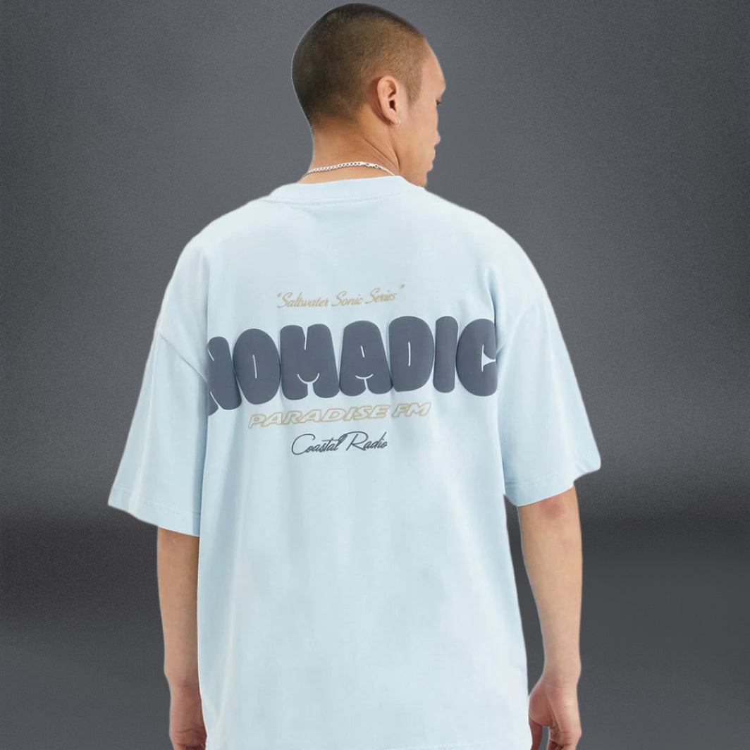 NOMADIC PARADISE Mens Radio Street Tee Baby Blue, MENS TEE SHIRTS, NOMADIC PARADISE, Elwood 101