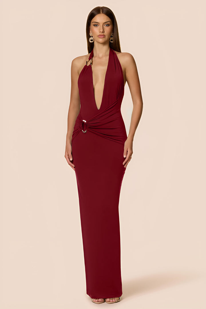 NOOKIE Womens Leonie Halter Maxi in Rouge