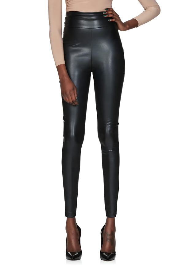 NOOKIE Womens Viktoria Faux Leather Pants Black Matte