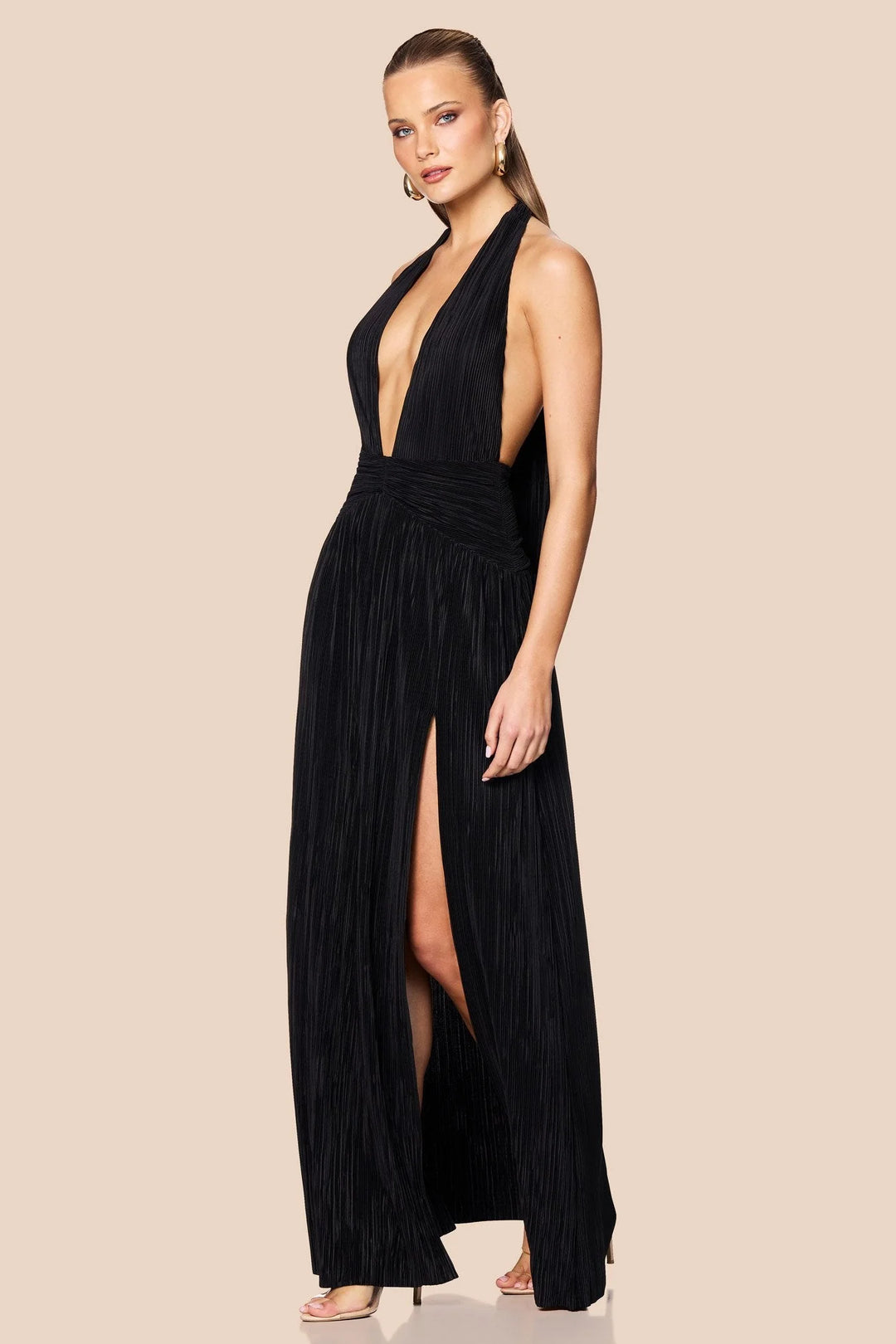 NOOKIE Womens Desiree Halter Gown in Black