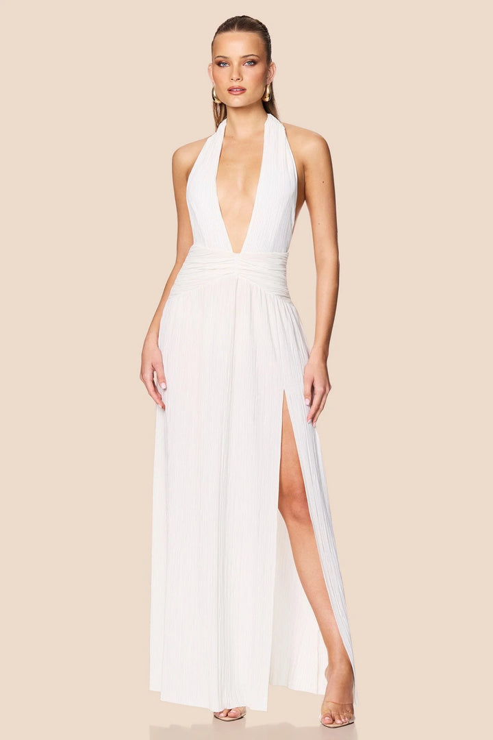 NOOKIE Womens Desiree Halter Gown in White