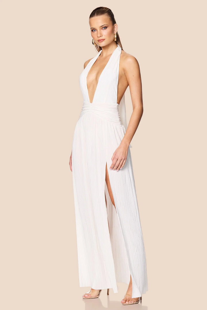NOOKIE Womens Desiree Halter Gown in White