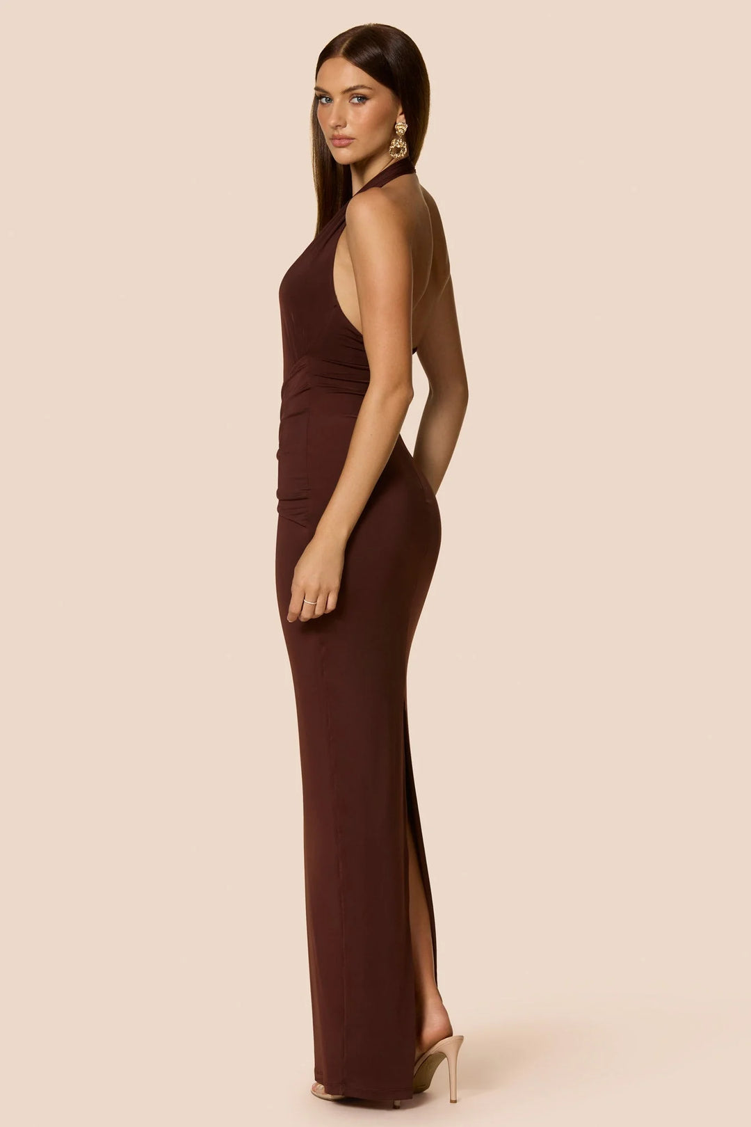 NOOKIE Womens Leonie Halter Maxi in Cocoa
