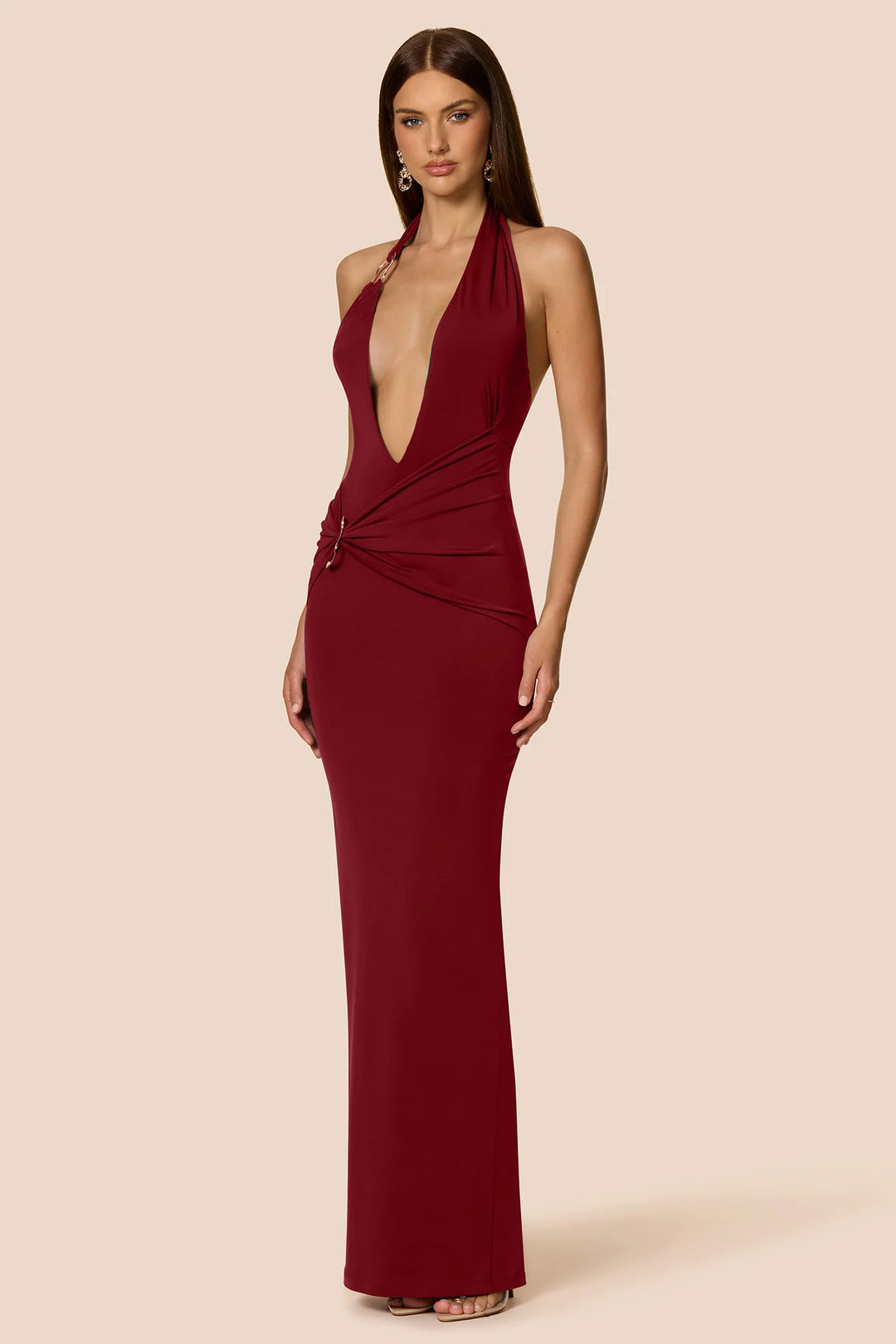 NOOKIE Womens Leonie Halter Maxi in Rouge