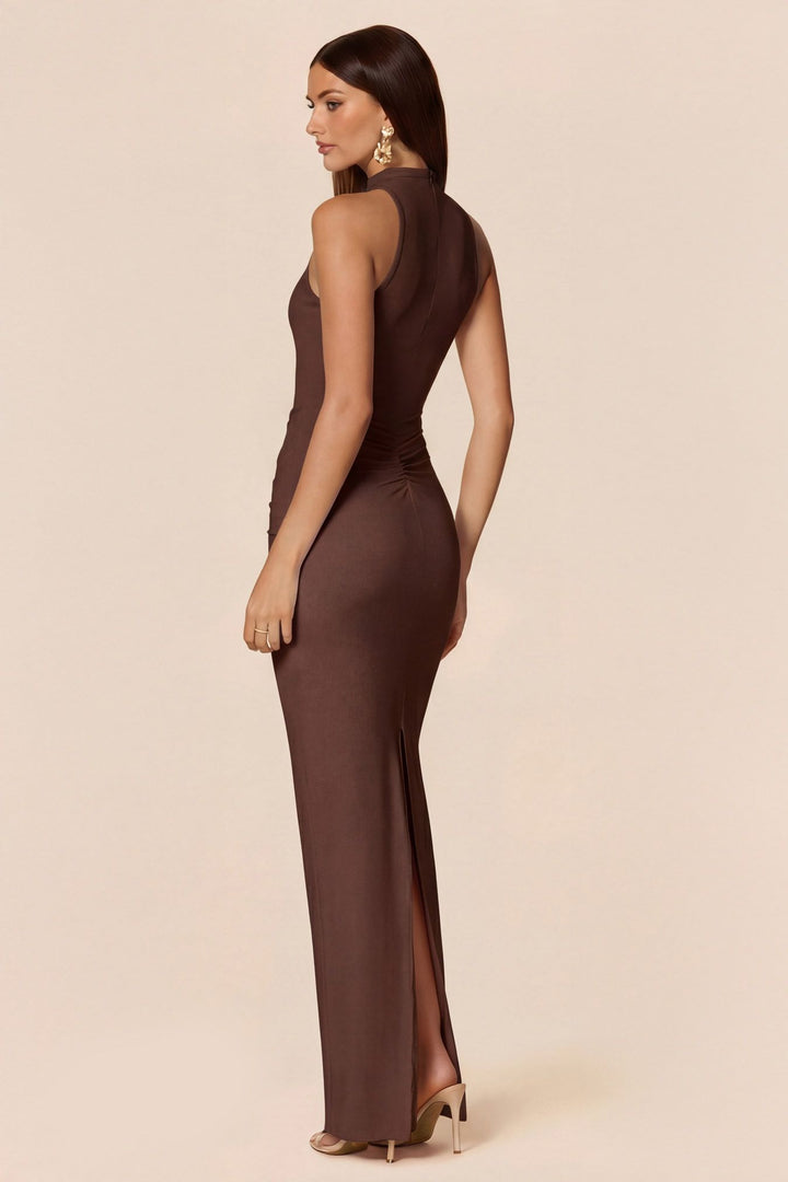 NOOKIE Womens Petra High-Neck Maxi in Cocoa