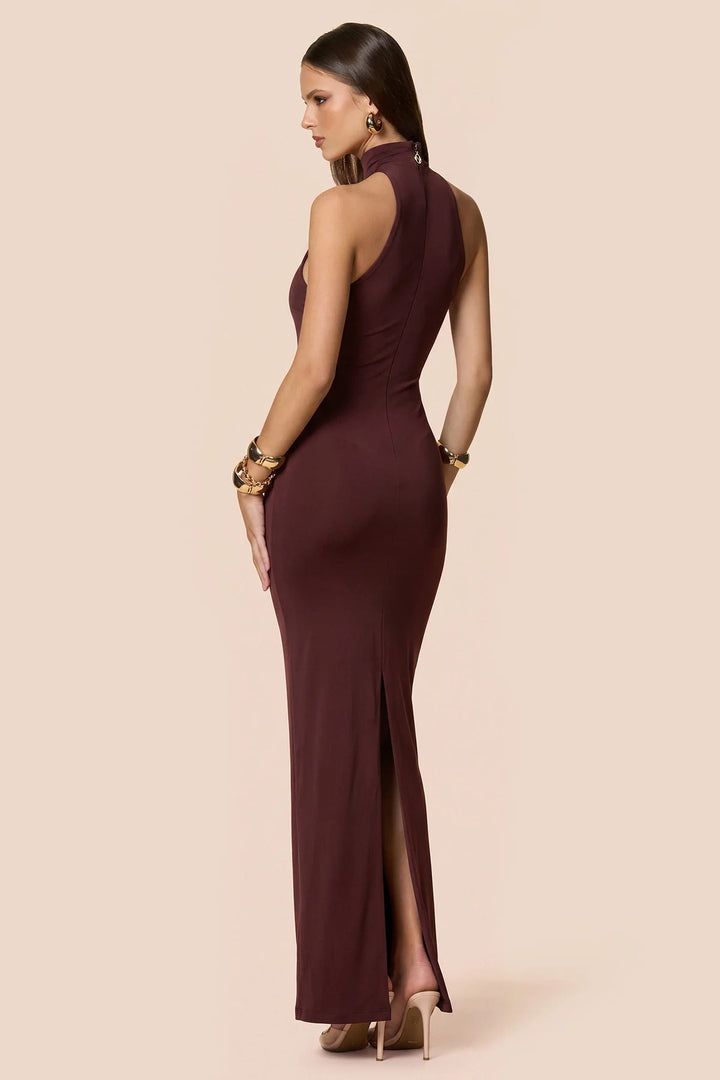 NOOKIE Womens Petra High-Neck Maxi in Cocoa
