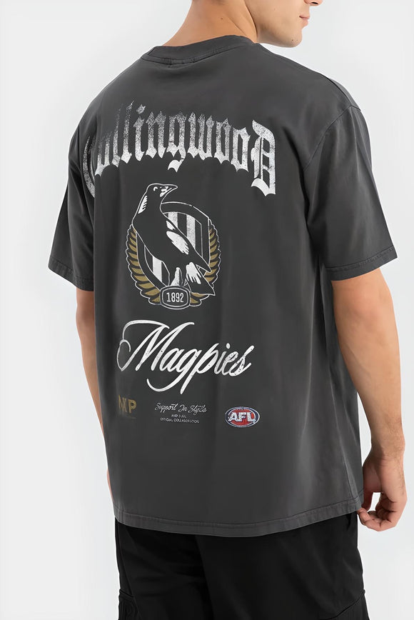 NXP x AFL Collingwood Magpies Vintage Goth Tee Pigment Asphalt