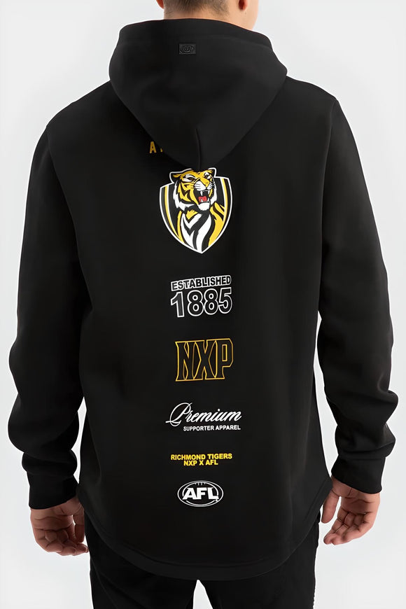 NXP x AFL Richmond Tigers Spine Hoodie - Jet Black, MENS HOODIES, NENA PASADENA, Elwood 101