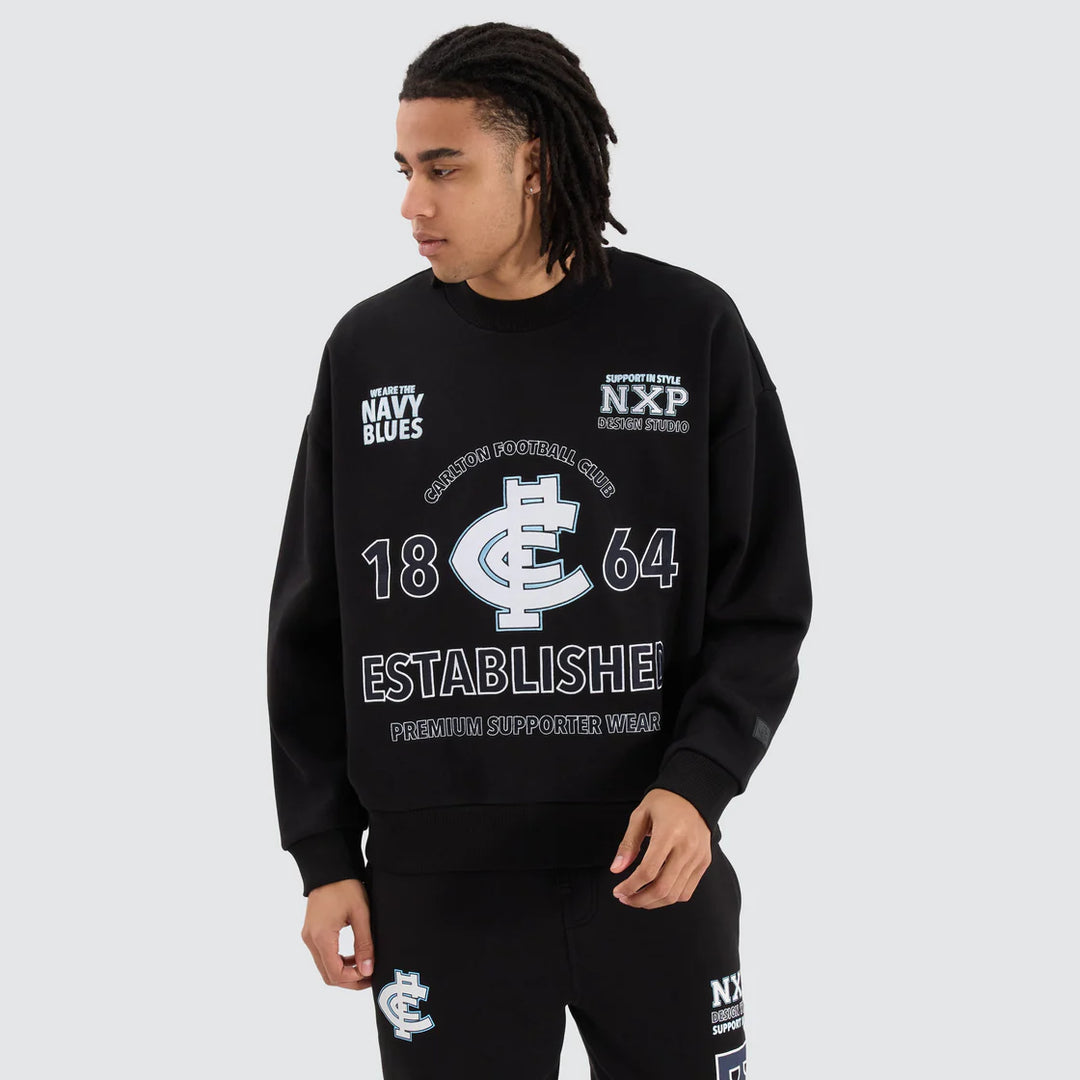 NXP x AFL Carlton Blues Box Fit Sweater - Jet Black, MENS KNITS & SWEATERS, NENA PASADENA, Elwood 101