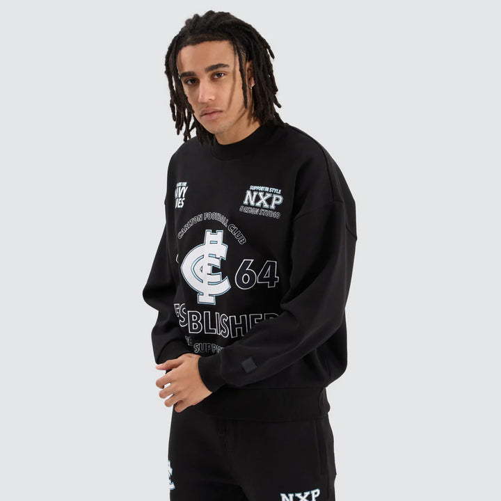NXP x AFL Carlton Blues Box Fit Sweater - Jet Black, MENS KNITS & SWEATERS, NENA PASADENA, Elwood 101