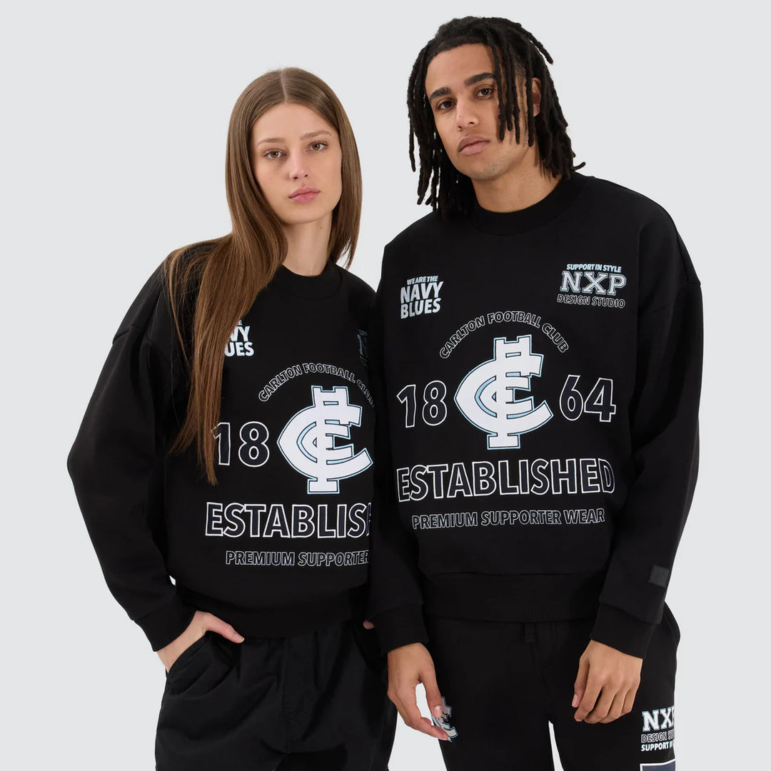 NXP x AFL Carlton Blues Box Fit Sweater - Jet Black, MENS KNITS & SWEATERS, NENA PASADENA, Elwood 101