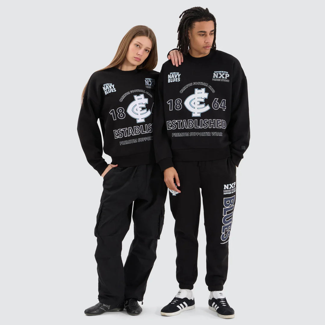 NXP x AFL Carlton Blues Box Fit Sweater - Jet Black, MENS KNITS & SWEATERS, NENA PASADENA, Elwood 101
