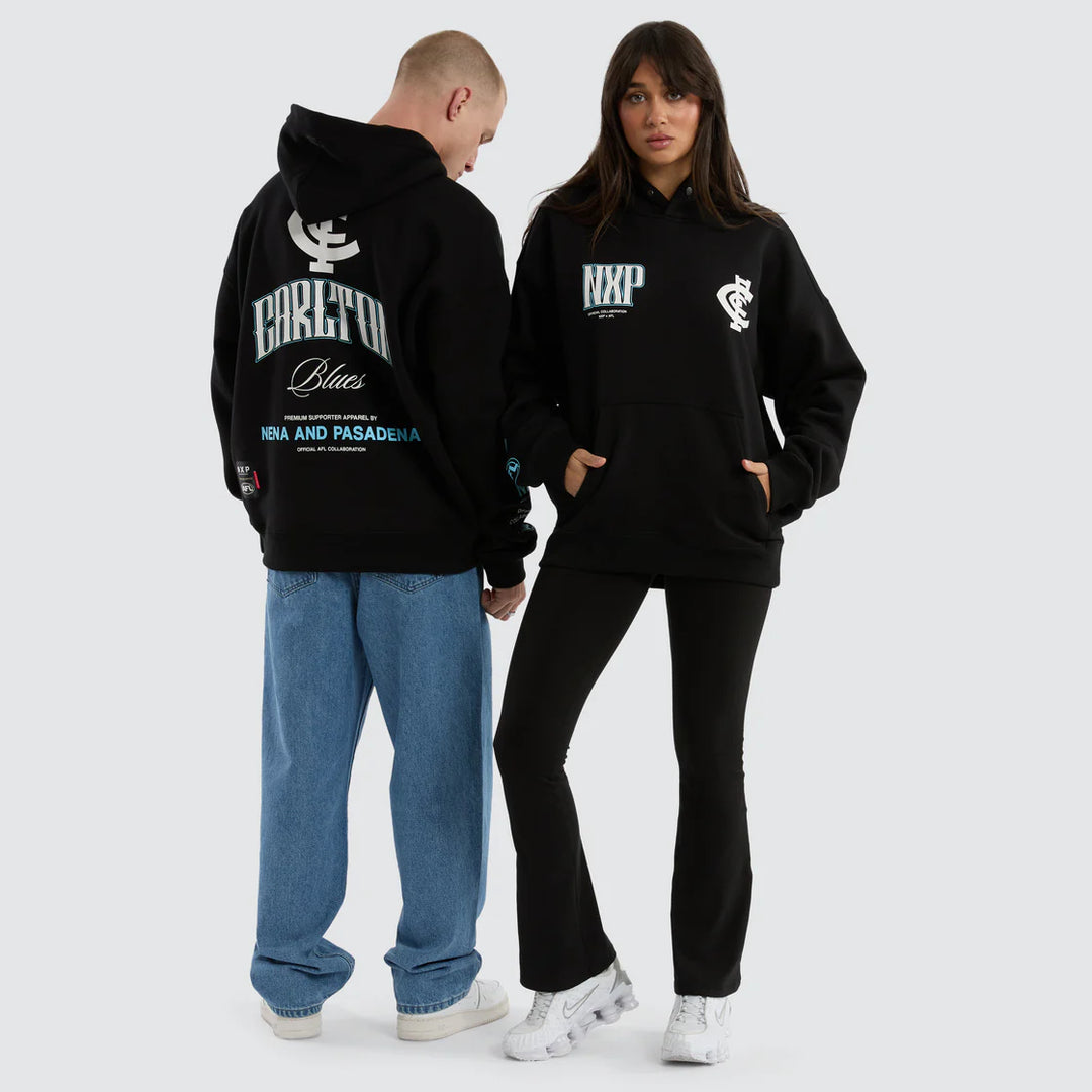 NXP x AFL Carlton Blues Fighter Hoodie Jet Black, MENS HOODIES, NENA PASADENA, Elwood 101