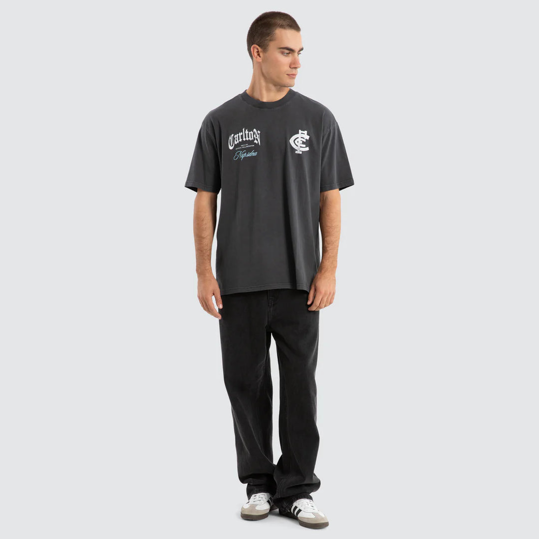 NXP x AFL Carlton Blues Vintage Goth Tee Pigment Asphalt