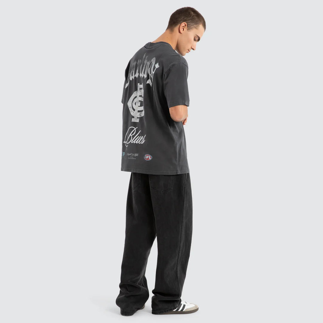 NXP x AFL Carlton Blues Vintage Goth Tee Pigment Asphalt