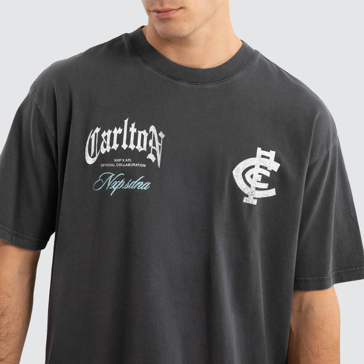 NXP x AFL Carlton Blues Vintage Goth Tee Pigment Asphalt