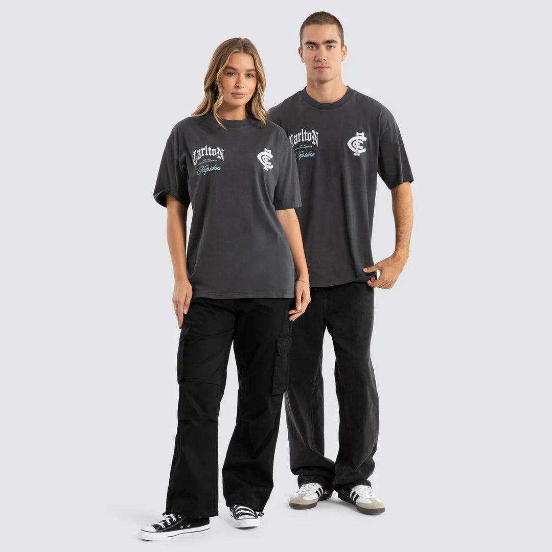 NXP x AFL Carlton Blues Vintage Goth Tee Pigment Asphalt