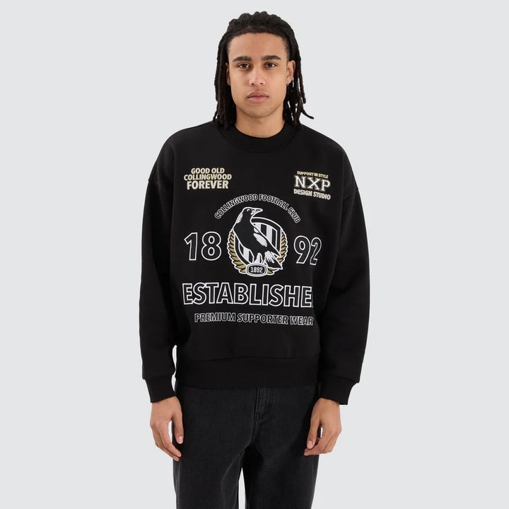 NXP x AFL Collingwood Magpies Box Fit Sweater - Jet Black, MENS KNITS & SWEATERS, NENA PASADENA, Elwood 101