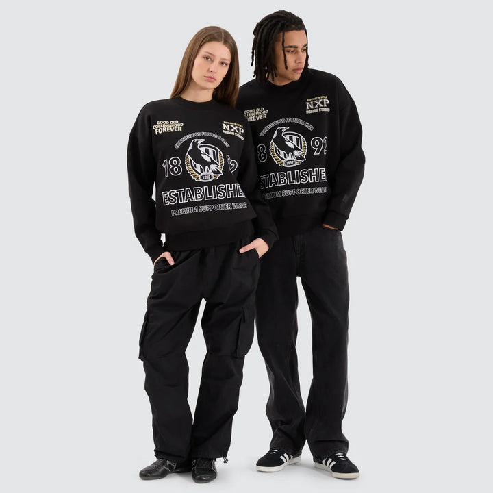 NXP x AFL Collingwood Magpies Box Fit Sweater - Jet Black, MENS KNITS & SWEATERS, NENA PASADENA, Elwood 101