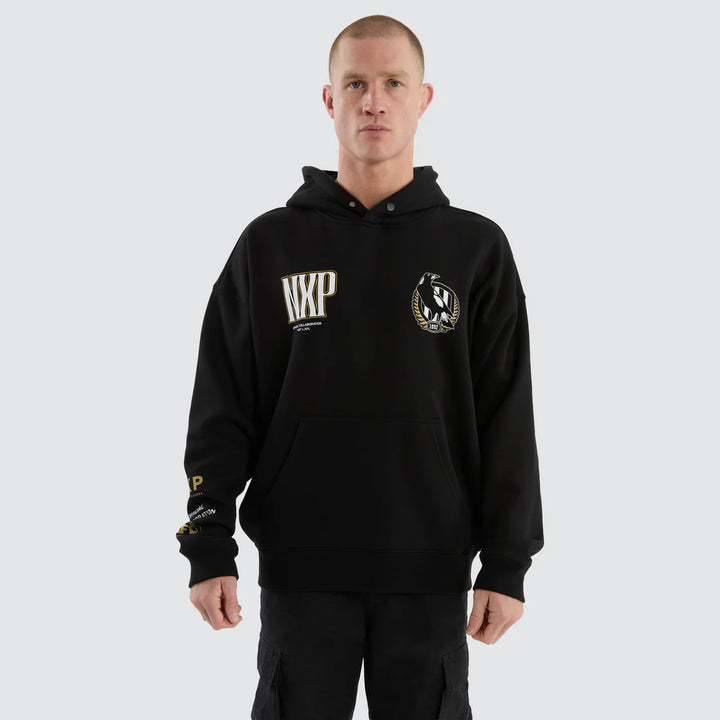 NXP x AFL Collingwood Magpies Fighter Hoodie Jet Black, MENS HOODIES, NENA PASADENA, Elwood 101