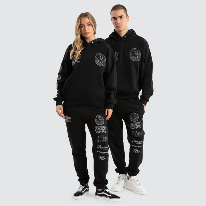 NXP x AFL Collingwood Magpies Mono Hoodie - Jet Black, MENS HOODIES, NENA PASADENA, Elwood 101