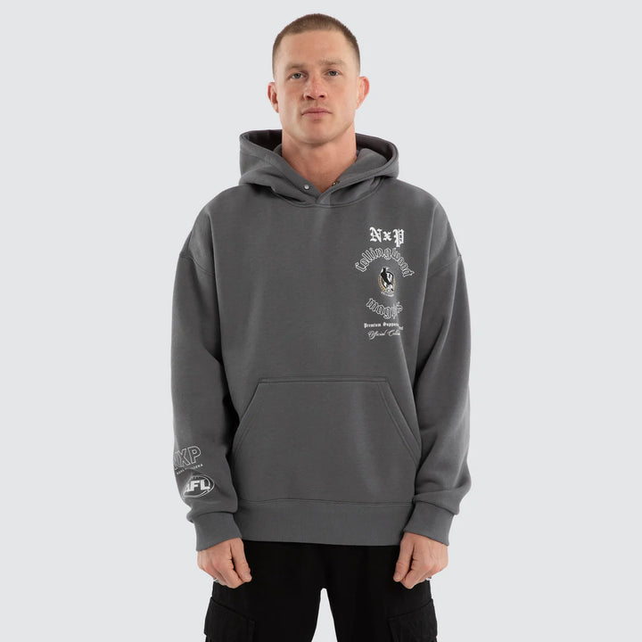NXP x AFL Collingwood Magpies Tag Box Fit Hoodie in Charcoal