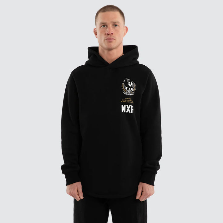 NXP x AFL Collingwood Magpies Trophy Dual Curved Hoodie in Jet Black