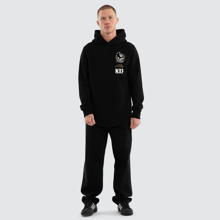 NXP x AFL Collingwood Magpies Trophy Dual Curved Hoodie in Jet Black