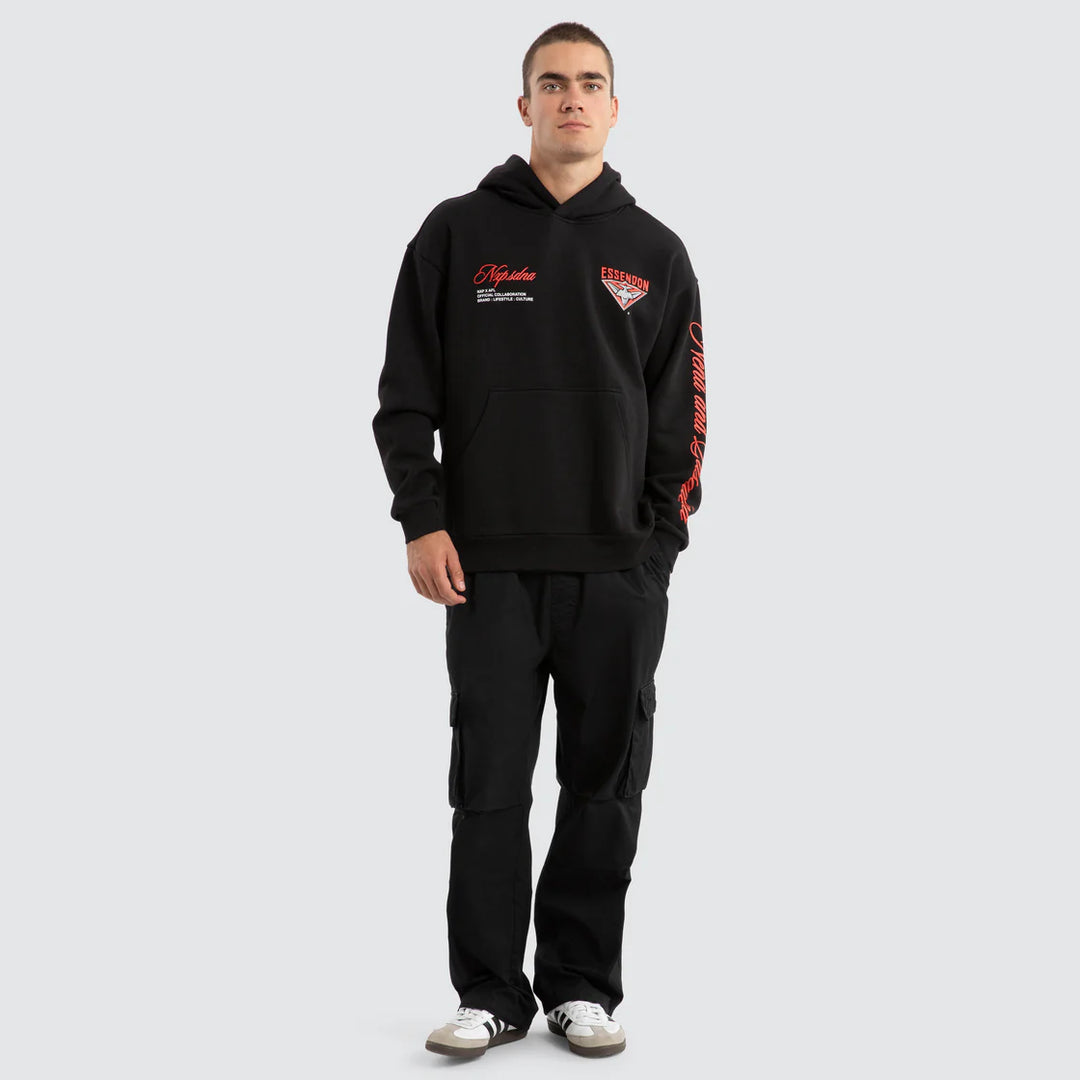 NXP x AFL Essendon Bombers Season Hoodie Jet Black, MENS HOODIES, NENA PASADENA, Elwood 101