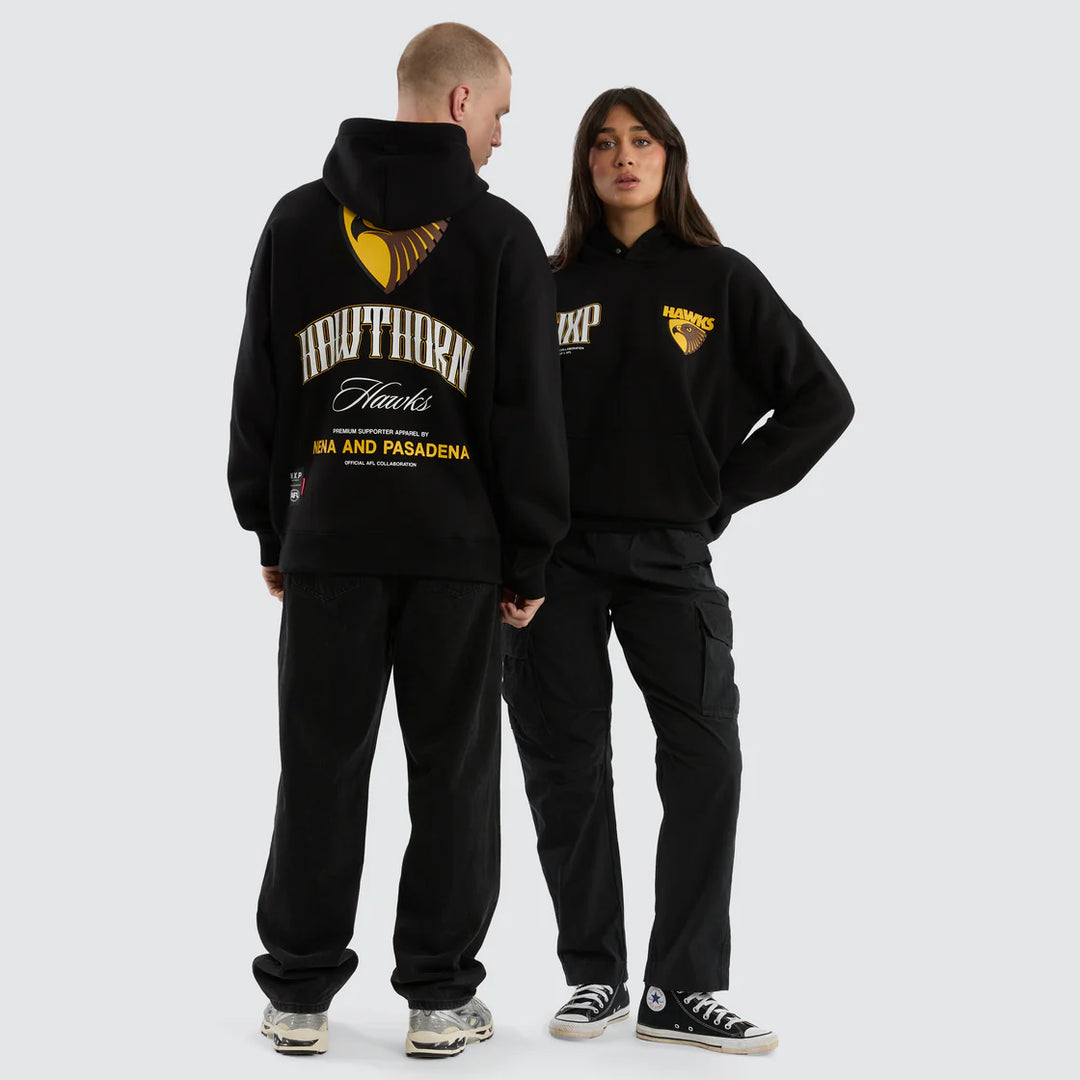 NXP x AFL Hawthorn Hawks Fighter Hoodie Jet Black, MENS HOODIES, NENA PASADENA, Elwood 101