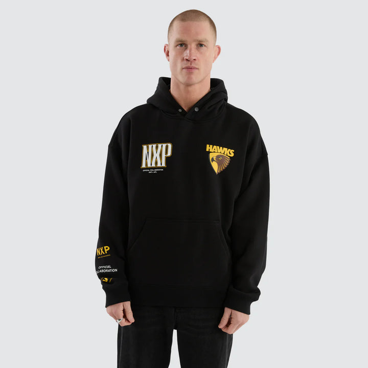NXP x AFL Hawthorn Hawks Fighter Hoodie Jet Black, MENS HOODIES, NENA PASADENA, Elwood 101